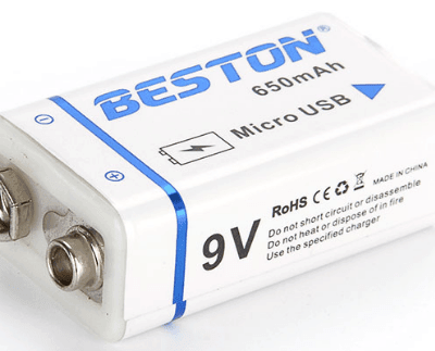 BESTON High quality USB 9v 650mAh Li ion Lithium Rechargeable Battery